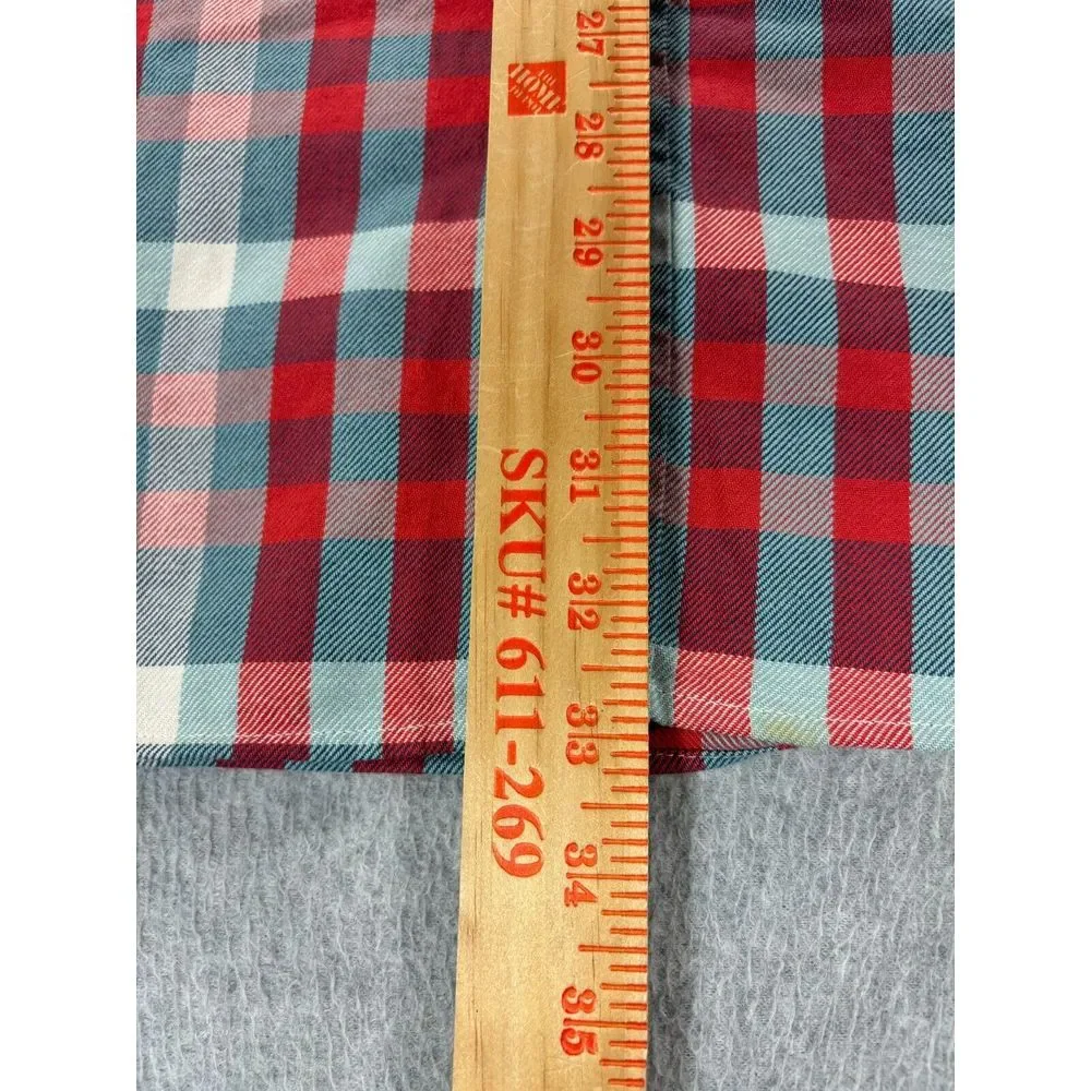 J Crew Heavyweight Plaid Flannel Long Sleeve Button Down Shirt (Men's XL) Red‎